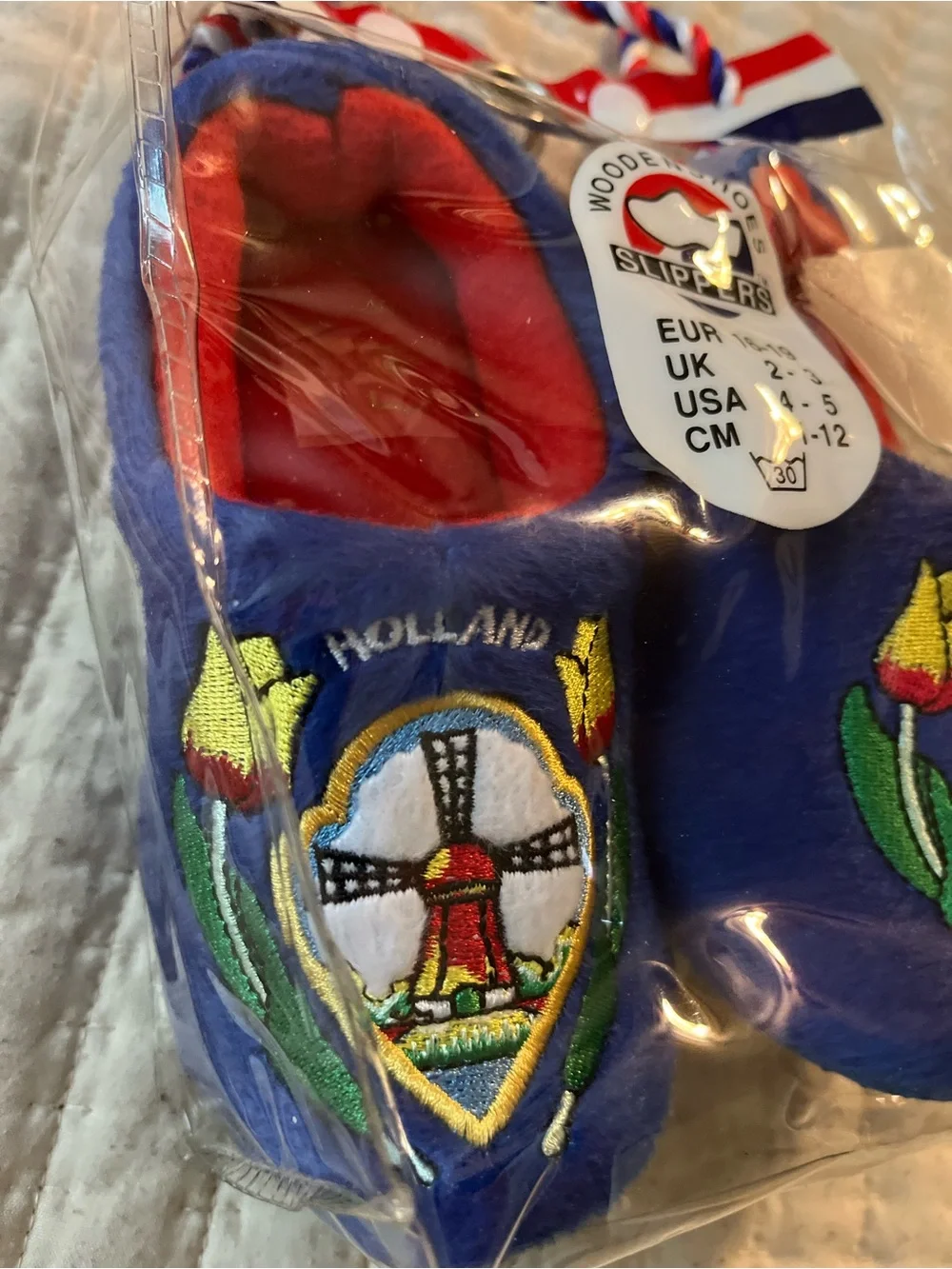 Kids Blue Holland Tulip Windmill Slippers